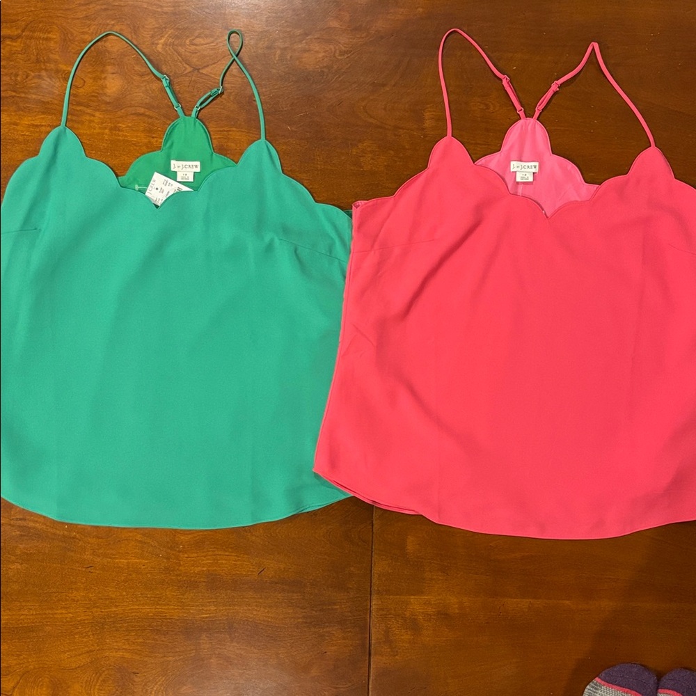 J.Crew Scalloped Cami‎ tops. (2) NWT